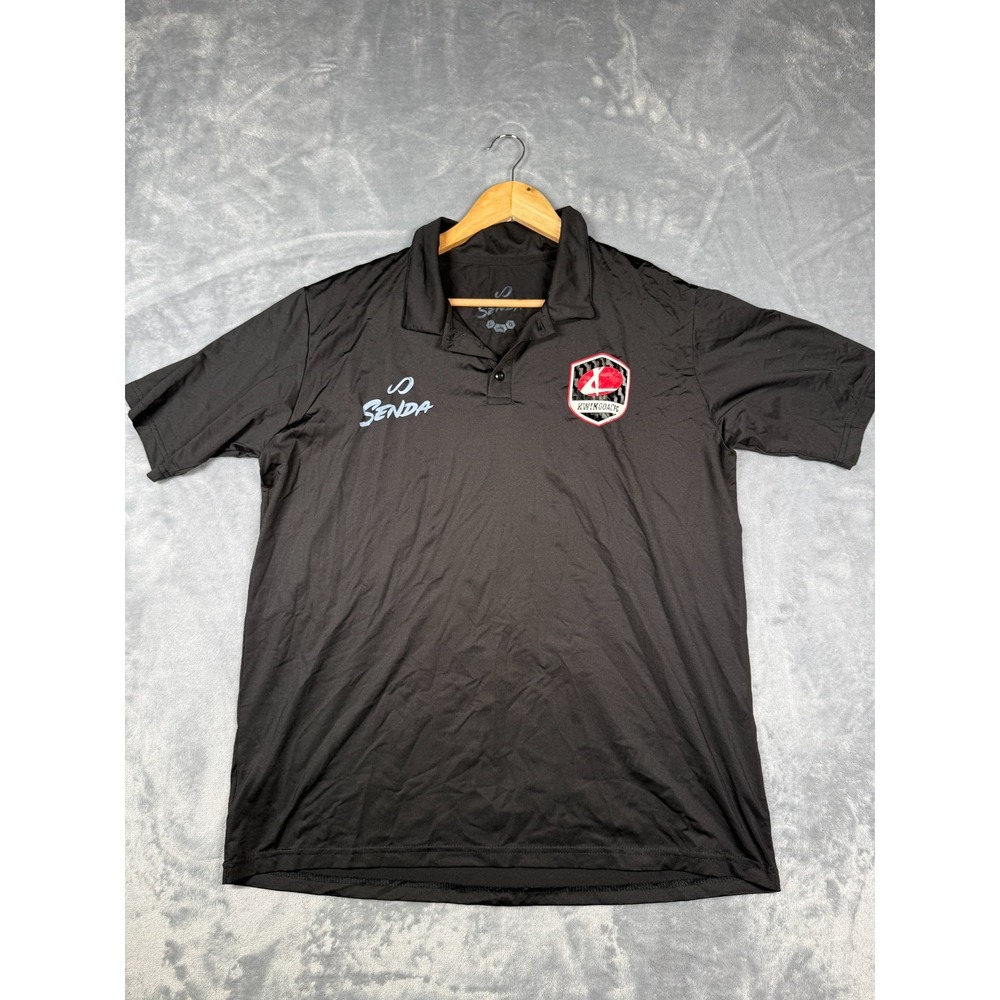 Senda KWIK GOAL FC Polo Shirt Mens Large Black Athletic Casual Short Sleeve